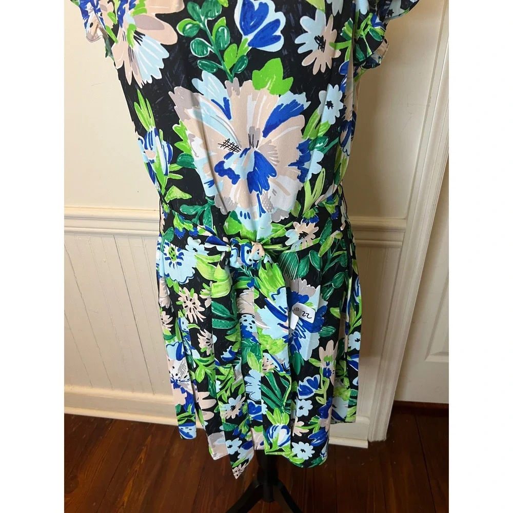 Kate Spade NewYork Full Bloom Floral Flutter Sleeve Tie Waist Mini Dress size 14 - Picture 7 of 12